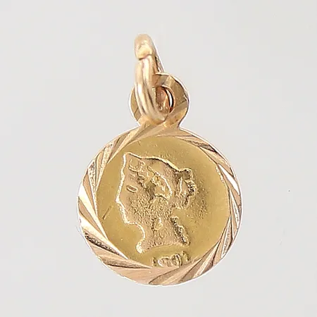 Hänge med dekor, 12x8mm, ostämplat, 18K Vikt: 0,4 g