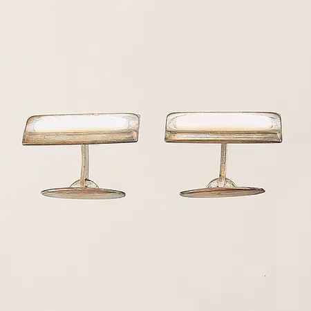 Ett par manschettknappar med pärlemo, 25x11mm, silver 835/1000 Vikt: 10,7 g