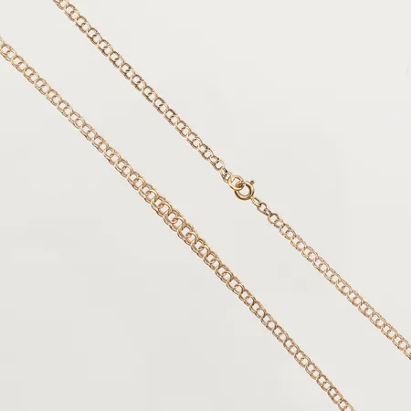 Kedja Bismarck doserad, längd 42cm, bredd ca 3-4,5mm, defekt, något vriden, 18K  Vikt: 5,3 g