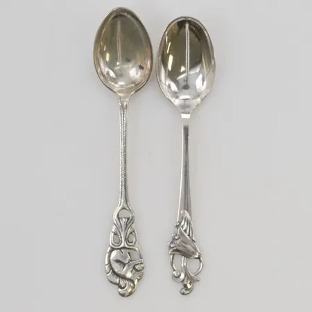 2 Kaffeskedar, 10cm, 830/1000 Silver 18,3g.