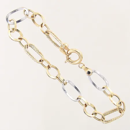 Armband, längd 19,5cm, bredd 1,5-8mm, med stenar, tvåfärgat, 18K Vikt: 4,8 g