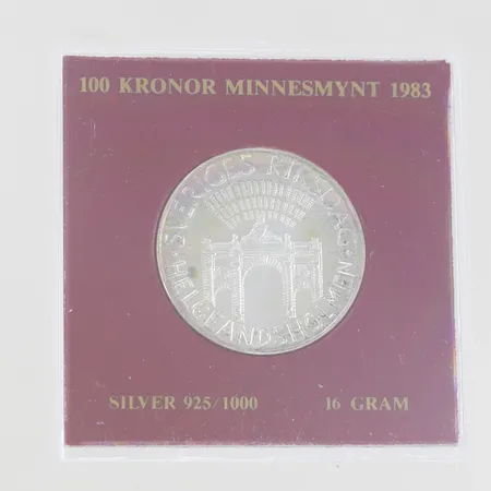 Silvermynt 100kr minnesmynt 1983, Silver 925/1000 Vikt: 16 g