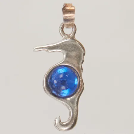 Hänge "sjöhäst" 29mm, blå sten, 925/1000 Silver 4,3g.