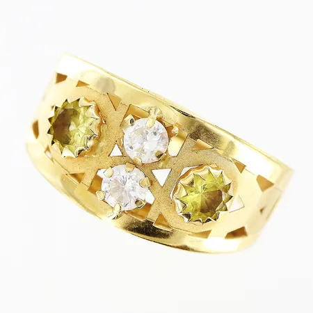 Ring, stenar, stl 18¾, bredd 3,3-12mm, 18K. Vikt: 3,8 g