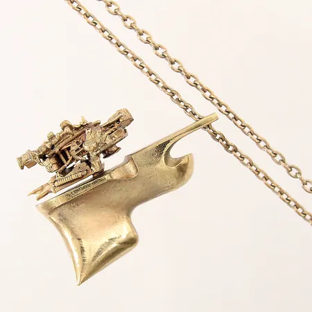 Kedja Ankar med integrerat hänge, Starfighter, Lapponia, Björn Weckström, längd ca 70cm, hängets mått 63x47mm, brons