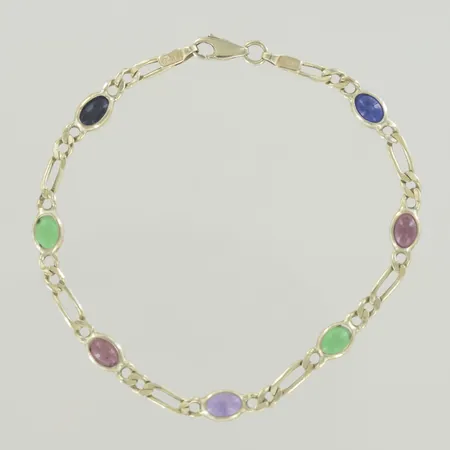 Armband med stenar, längd 19,5 cm, bredd 5,6 mm, 14K Vikt: 5,4 g