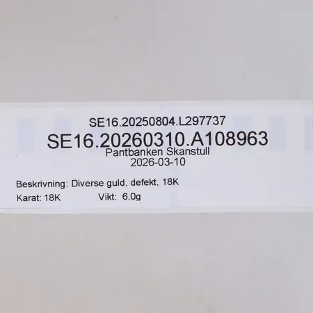 Diverse guld, defekt, 18K Vikt: 6 g