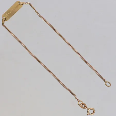 Armband Pansar med bricka, längd 18,5cm, bredd 1,3-5mm, gravyr It´s a beautiful day to save lives, repigt, 18K Vikt: 2,2 g