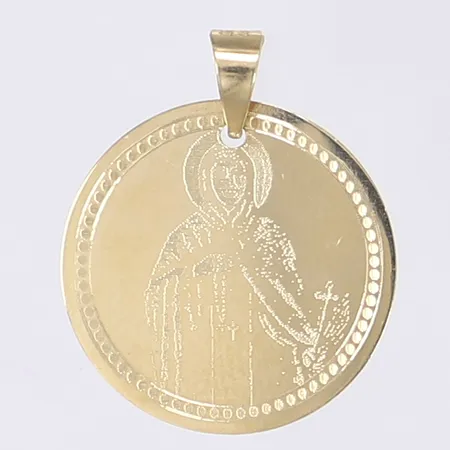 Hänge med dekor av helgon Ø20mm 14K Vikt: 1,2 g