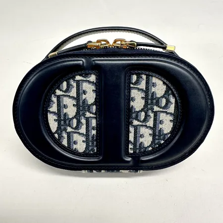 Handväska Christian Dior, CD signature oval camera bag blue Dior oblique jacquard, axelrem, 18x12cm, kvitto från juli 2023, dustbag