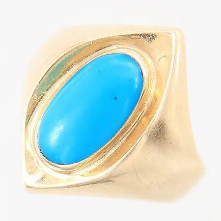 Ring med blå sten, stl 16, bredd 2-20mm, sten med mindre nagg, 18K Vikt: 5,7 g