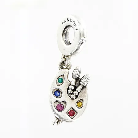 Berlock Pandora, målarpalett med stenar, 25x10mm, ALE silver 925/1000. Vikt: 2,9 g