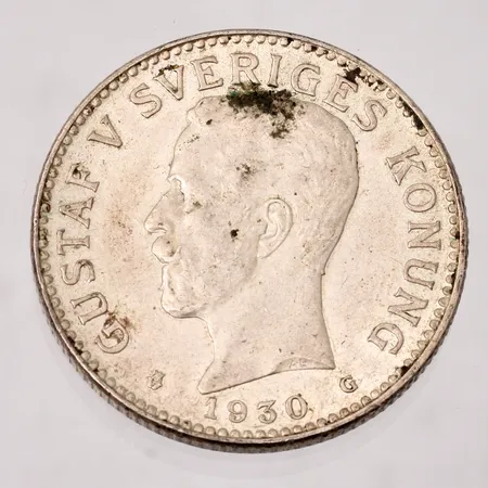 Mynt i silver, 2krona, 1930, 800/1000, vikt 15g.