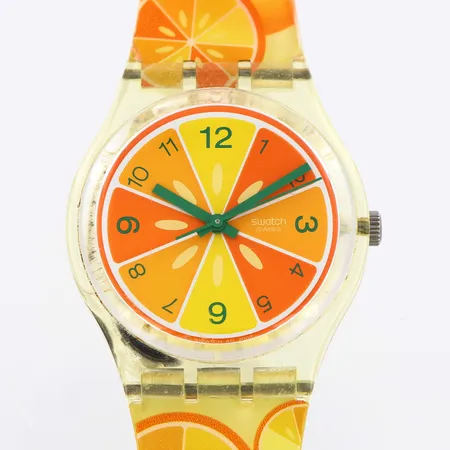 Armbandsur Swatch, So Fresh, Ø33mm, plastrem 23cm, bredd:16-20mm, slitage, quartz, batteribyte krävs