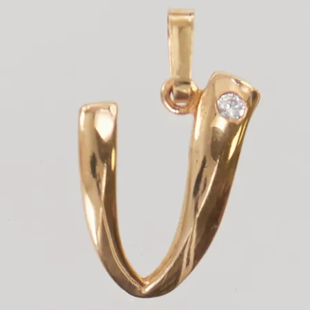 Hänge "V" 15mm, vit sten, 18K 0,8g.
