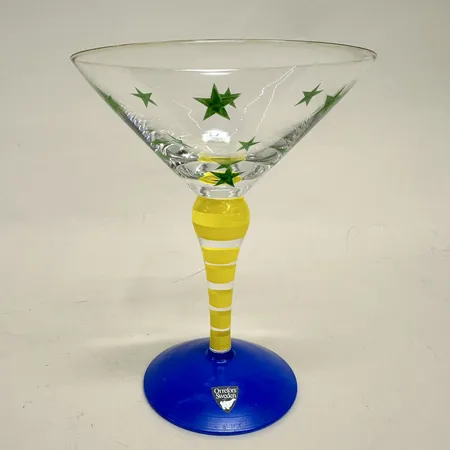 Martiniglas, Clown, design Anne Nilsson för Orrefors, höjd 16cm, Ø13cm, signerad samt etikettmärkt Skickas med postpaket.