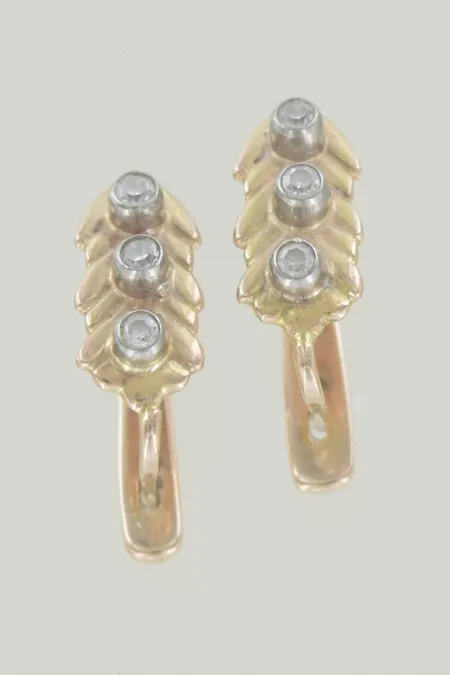 Ett par örhängen med stenar, höjd 16 mm, bredd 6 mm, 14K Vikt: 4 g