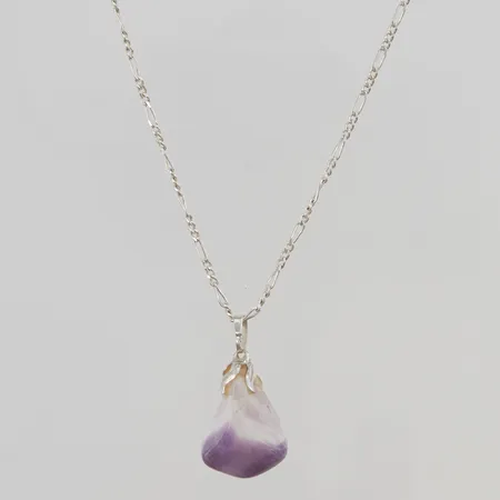 Kedja 38cm, ametisthänge, 925/1000 Silver 6,0g.
