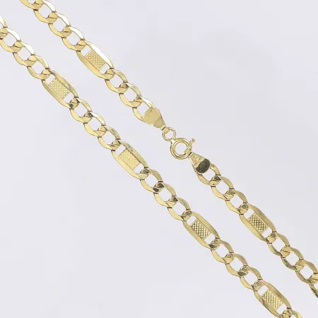 Halskedja längd 55cm bredd 5mm 14K Vikt: 8 g