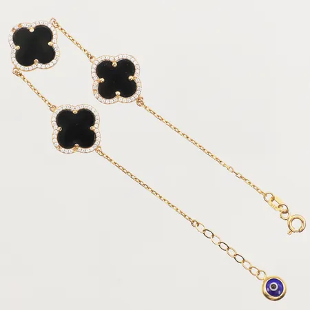 Armband med plastdetaljer och vita stenar, stenar saknas, längd 20cm, bredd 0,9-15mm, 21K Vikt: 6 g