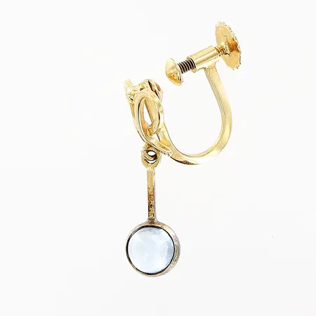 Enstaka örhänge, skruvlås, sten, 18K. Vikt: 1 g