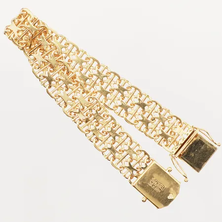 Armband X-länk med stav, längd 18,5cm, bredd 13mm, 18K  Vikt: 28,7 g