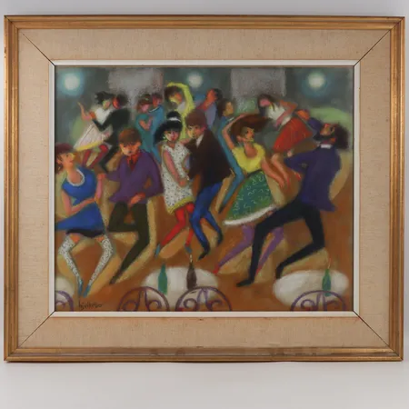 GÖSTA BJELKEBO 1904-1974 "Dans" Pastell,signerad,bildmått 37x46 cm,rammått 52x61 cm.OBS! Skickas ej endast avhämtning på kontoret Karlstad. Specialfrakt, kontakta pantbankskontoret för mer information.