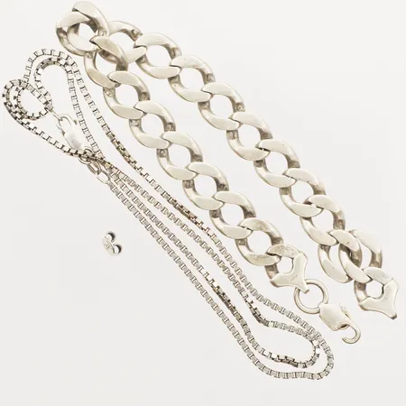 Kedja, armband, udda snurrebuss, 830-925/1000 silver Vikt: 41,6 g