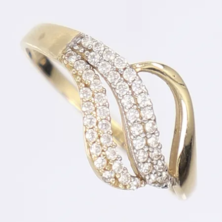 Ring med vita stenar stl 18¼ bredd 1-10mm 14K Vikt: 1,6 g