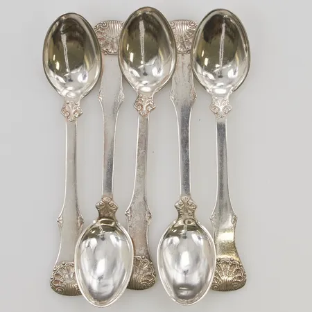 5 Kaffeskedar, 10,5cm, 830/1000 Silver 48,0g.