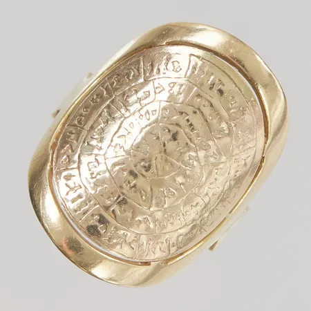 Ring Ø20¼, bredd:29mm, runor, 18K 7,2g.