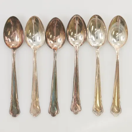 6 Kaffeskedar, 12cm, 830/1000 Silver 79,9g.