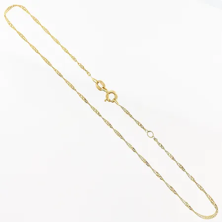 Vristlänk Singapore, justerbar storlek 23cm/25cm, bredd 1mm, 18K. Vikt: 1 g