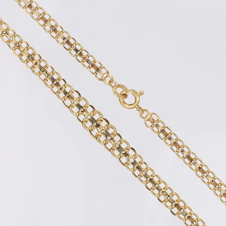 Halskedja doserad X-länk, 44,5cm, bredd 4-7mm, svenska stämplar, 18K Vikt: 14,9 g