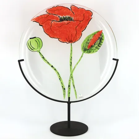 Fat med tillhörande ställning, höjd ca 48cm Ø36,5cm, formgiven och signerad av Renate Stock-Paulsson för Sea Glasbruk, Kosta, etikettmärkt Skickas med postpaket.