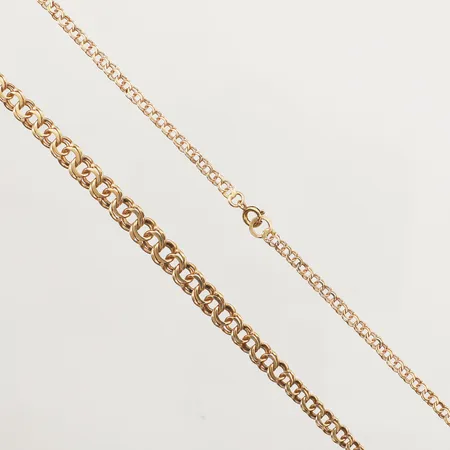 Kedja Bismarck doserad, 46cm, bredd ca 3-7mm, 18K  Vikt: 13,1 g