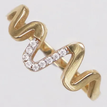 Ring med vita stenar, stl 18, bredd 1,8-7,6mm, 18K Vikt: 2,3 g