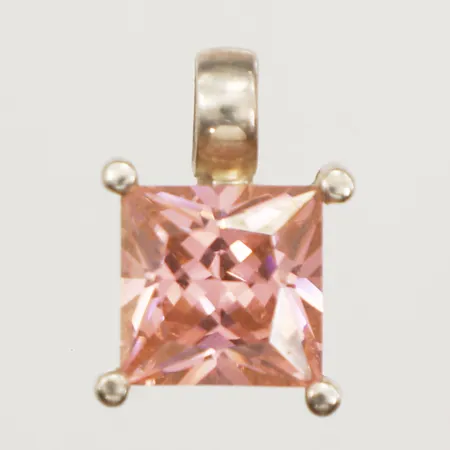 Hänge med rosa sten, ca 18mm, bredd 12mm, Guldfynd, 925/1000 silver Vikt: 4,4 g