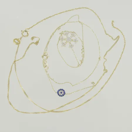 Halskedja 2st, defekter med stenar, 18k 1,5 gr 14K 2 gr Vikt: 1,5 g