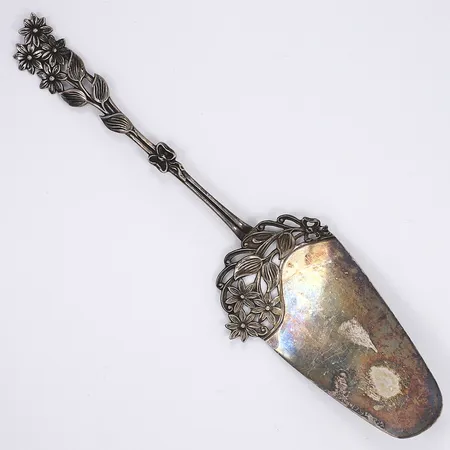 Tårtspade Svenska Floran GEWE Malmö 1978 längd 24cm oputsad silver 830/1000 Vikt: 54 g