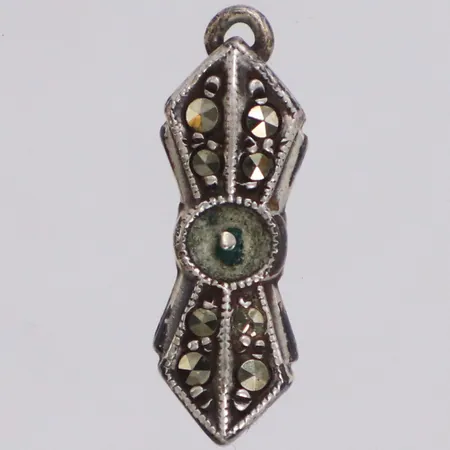 Lås till pärlcollier med markasiter, pärla saknas, 17x6mm, 835/1000 silver Vikt: 0 g