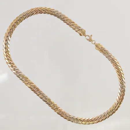 Kedja 44cm, 9mm, bredd:defekt lås, ihålig modell, 18K 34,0g.