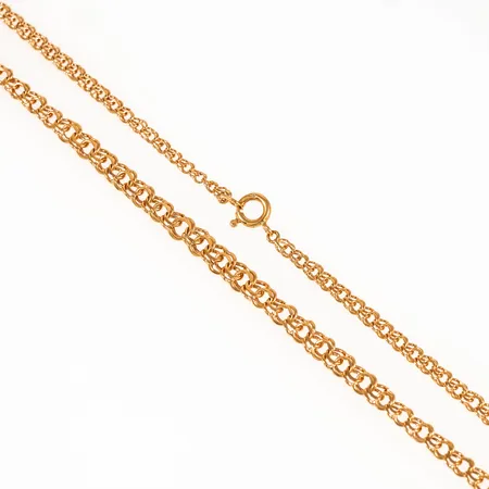 Collier bismarck i 18K guld. Det är 44cm långt, 3,6 - 5,6 mm brett och väger 11,6g. Springring.