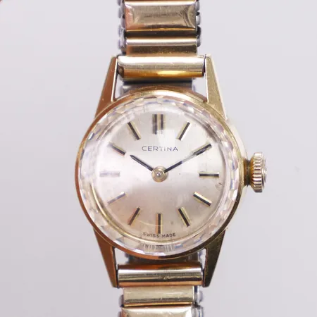 Damur Certina, 18K i boett, manuell, Ø18,5mm, boettnr 0810 397 samt 833729, flexlänk i stål, inga tillbehör, Bruttovikt 29,4g