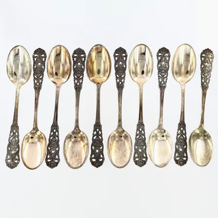 10 kaffeskedar, 11,5cm, silver 830/1000 Vikt: 96,3 g