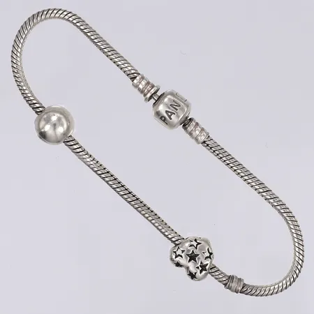 Armband Pandora med två berlocker varav en stämplad ALE 925 längd 20cm silver 925/1000 Vikt: 16,4 g