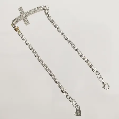 Armband vitguld med kors med stenar, längd 18/20cm, bredd 3-16,4mm, 18K Vikt: 7,3 g