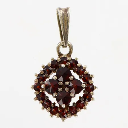 Hänge med granater, 22mm, Ø13mm, sliten förgyllning, silver 830/1000 Vikt: 1,8 g