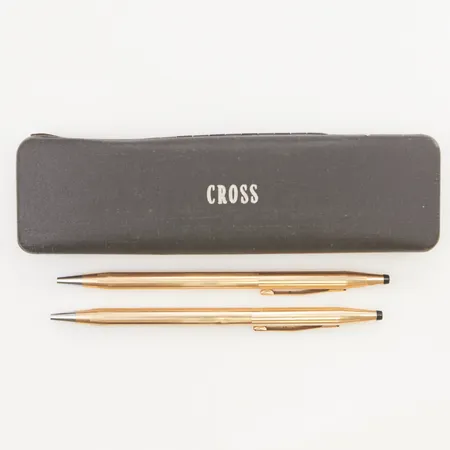 2 Bläckpennor Cross, förgyllda, fungerar, originalbox.