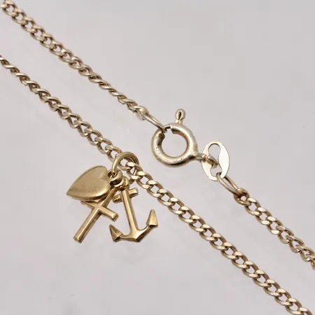 Kedja med hänge i silver, 50cm, Pansar, bredd 2mm, 925/1000 hänge, Tro, hopp och kärlek, mått 6,3x13,8mm, 830/1000, vikt 5,52g.